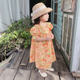 Váy bé gái babydoll hoa tulip bèo ngực bé gái 1-6t (9-26kg) N022