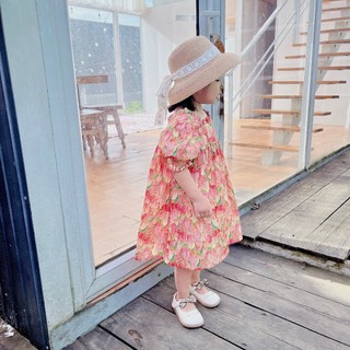 Váy bé gái babydoll hoa tulip bèo ngực bé gái 1-6t (9-26kg) N022