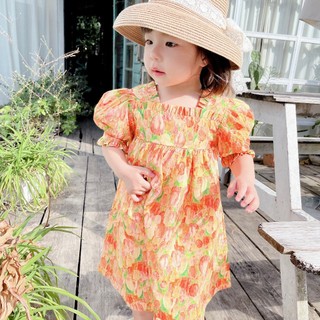 Váy bé gái babydoll hoa tulip bèo ngực bé gái 1-6t (9-26kg) N022