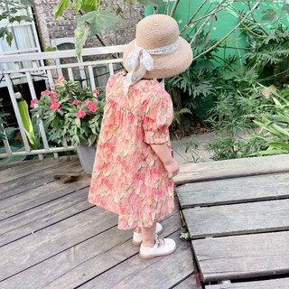 Váy bé gái babydoll hoa tulip bèo ngực bé gái 1-6t (9-26kg) N022