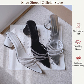 Fullbox Dép Guốc Nữ MieoShoes / Dép Guốc 6cm Quai Đá Chéo / Guốc Mũi Nhọn Quai Đá D2448 D2449 D2450