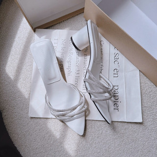 Fullbox Dép Guốc Nữ MieoShoes / Dép Guốc 6cm Quai Đá Chéo / Guốc Mũi Nhọn Quai Đá D2448 D2449 D2450