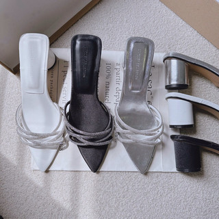 Fullbox Dép Guốc Nữ MieoShoes / Dép Guốc 6cm Quai Đá Chéo / Guốc Mũi Nhọn Quai Đá D2448 D2449 D2450