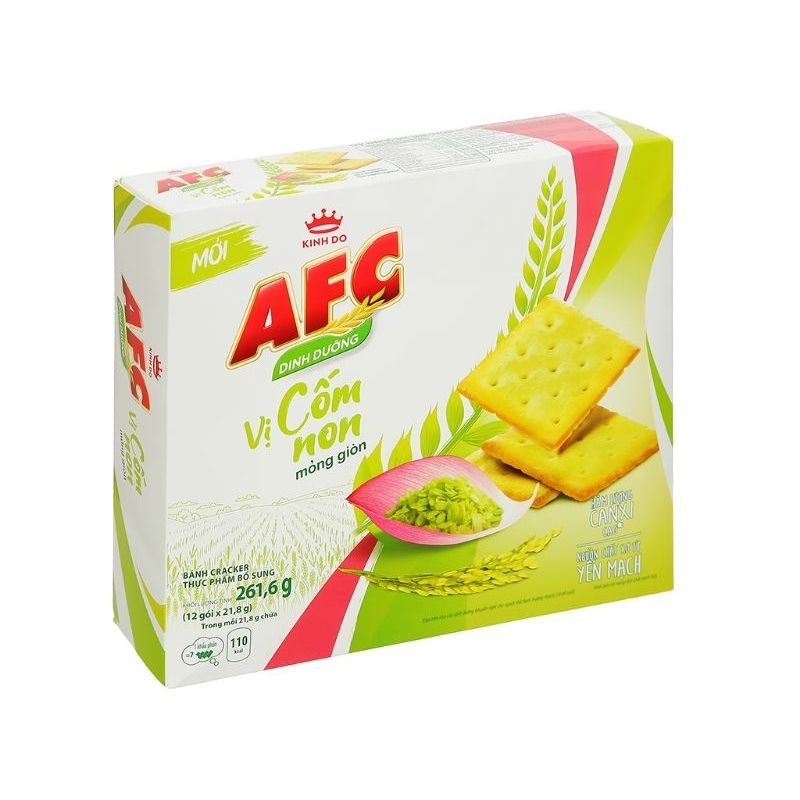 Bánh cracker vị cốm non AFC Dinh Dưỡng hộp 261,6g | Shopee Việt Nam