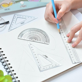 Bộ Eke hình học 4 chi tiết nhựa cứng thước dài 15cm 18cm 20cm, bộ eke hình học nhựa trong, bộ dụng cụ học tập eke