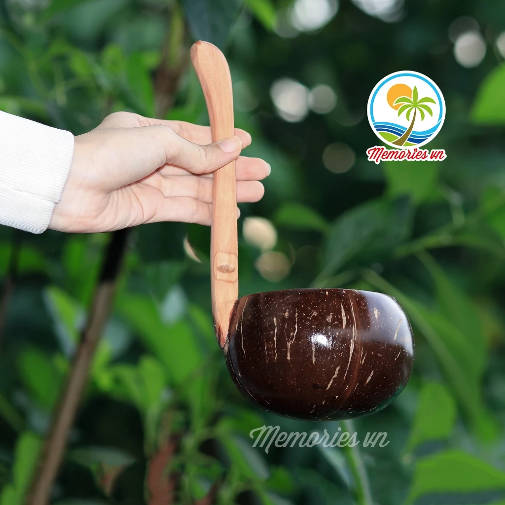 Gáo Múc Mật/ Nước/ Rựu Bằng Gáo Dừa Loại Cán Đứng - Phụ Kiện Trang Trí, Quà Tặng Handmade, Decor