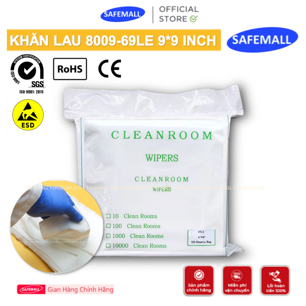 Khăn lau phòng sạch siêu mịn 8009-69LE, PL-3008, 1009-SLE Clean room ...