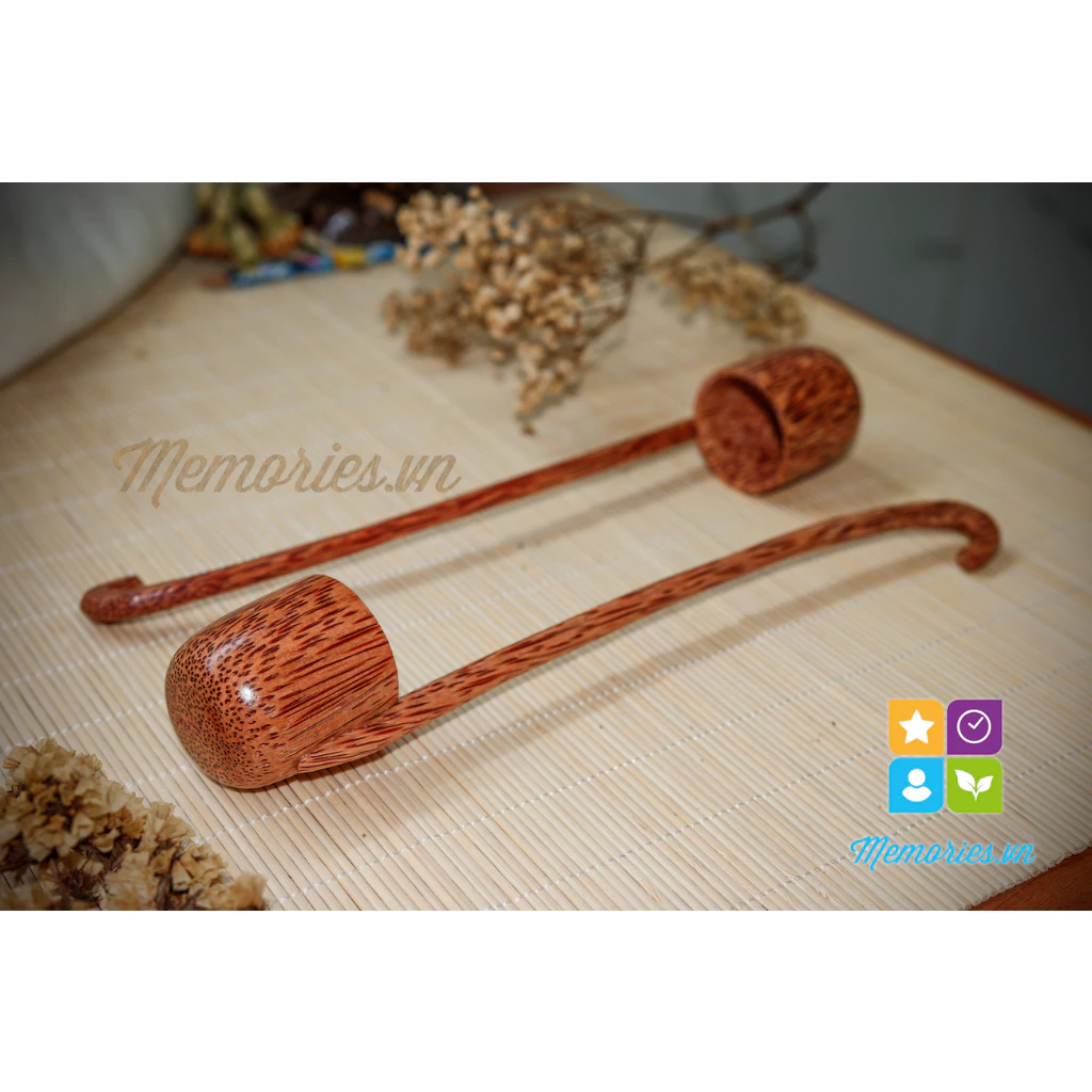 Gáo Múc Mật/ Nước/ Rựu Bằng Gáo Dừa Loại Cán Đứng - Phụ Kiện Trang Trí, Quà Tặng Handmade, Decor