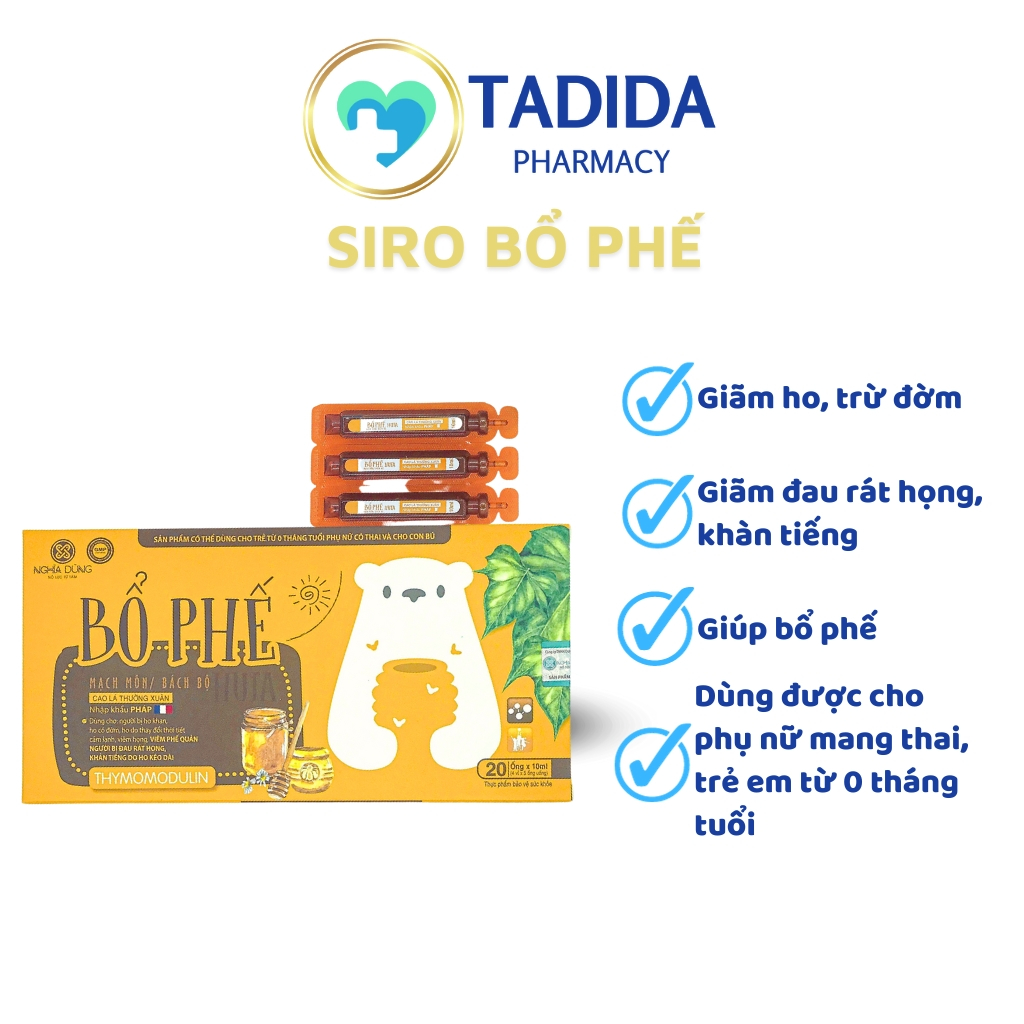 Siro Ho Bổ Phế Nghĩa Dũng (Hộp 20 X Ống 10ml) Giúp Giảm Ho, Bổ Phổi ...