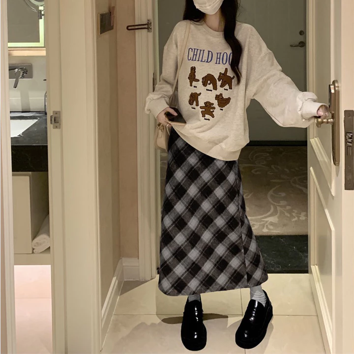 Chân váy dạ caro dáng bút chì , chân váy dạ midi 3 màu ulzzang ( có bigsize) ( Có Sẵn-Giao ngay)
