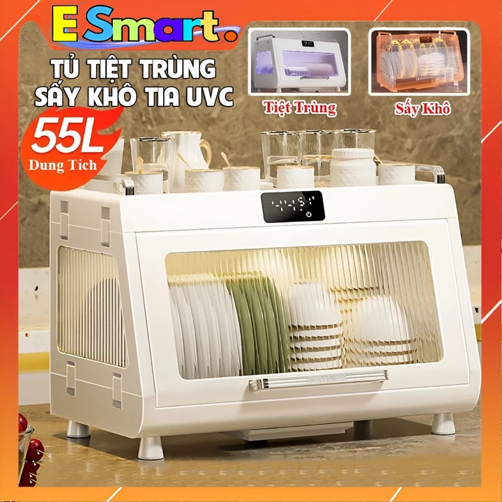 Máy Sấy Bát Đũa Tiệt Trùng Bằng Tia UVC Dung Tích 55L Sấy Khô 70° Khử Ion Âm Diệt Vi Khuẩn An Toàn Tiện Dụng Cho Mọi Nhà