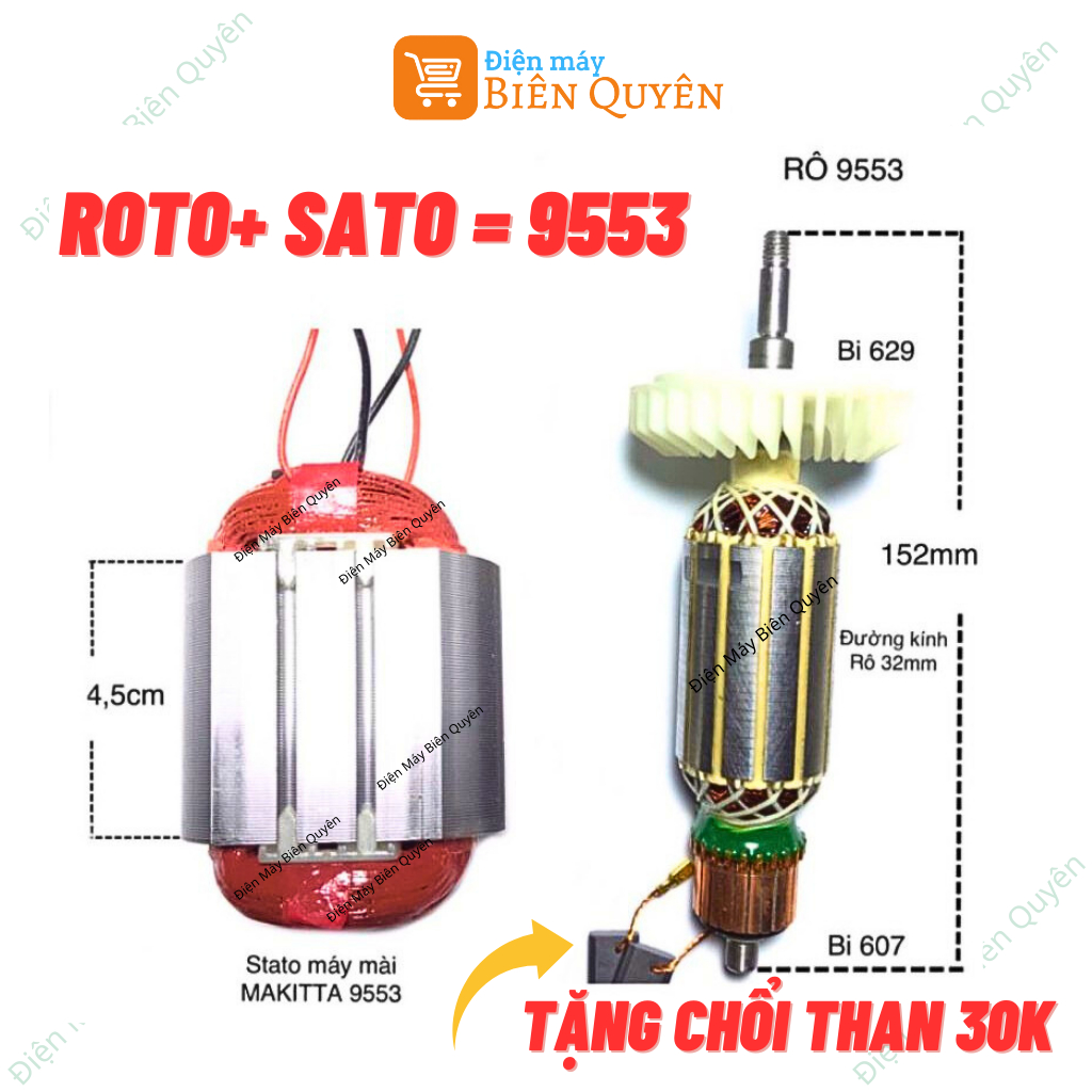 Rô và Stato máy mài Makita 9553 / Chọn bộ Rotor và Stator 9553 9554 ...