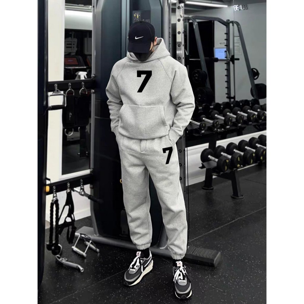 Set Nỉ Thể Thao Hoodie Phối Hoạ Tiết 7 Cá Tính Sành Điệu, Chất Liệu Nỉ Ngoại Mềm Mịn Thấm Hút Mồ Hôi Cực Tốt