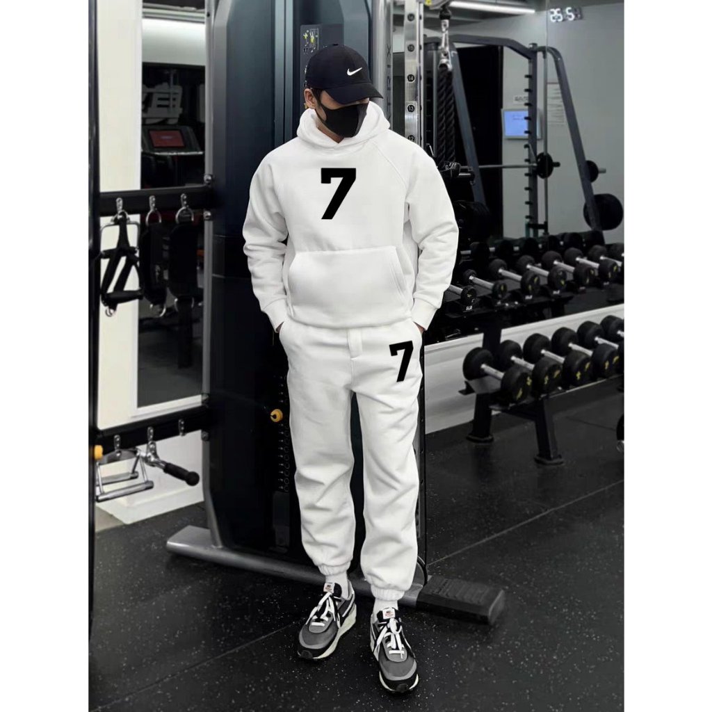 Set Nỉ Thể Thao Hoodie Phối Hoạ Tiết 7 Cá Tính Sành Điệu, Chất Liệu Nỉ Ngoại Mềm Mịn Thấm Hút Mồ Hôi Cực Tốt