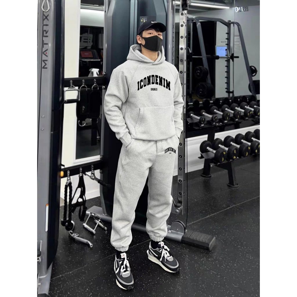 Set Nỉ Thể Thao Hoodie Phối Hoạ TiếT ICONDENIM Cá Tính Sành Điệu, Chất Liệu Nỉ Ngoại Mềm Mịn Thấm Hút Mồ Hôi