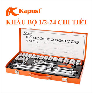 Bộ tuýp khẩu K-9770 hãng Kapusi 24 chi tiết hệ 1/2 inch chuyên để sửa xe máy, ô tô, máy móc, Bảo hành 12 tháng