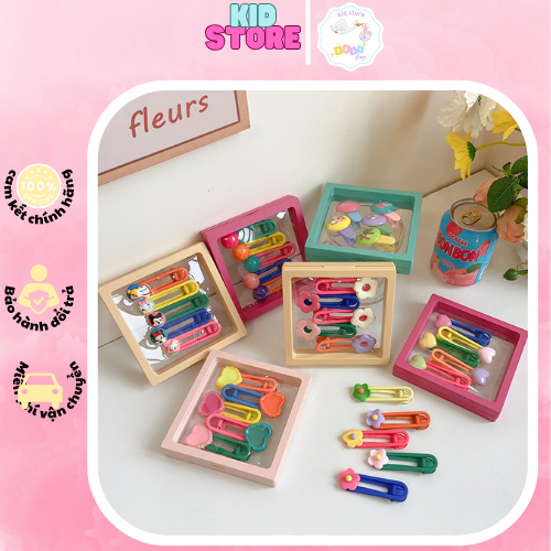 Set 5 Kẹp tóc nhựa cao cấp đóng hộp dễ thương thích hợp làm quà cho người yêu và bé gái