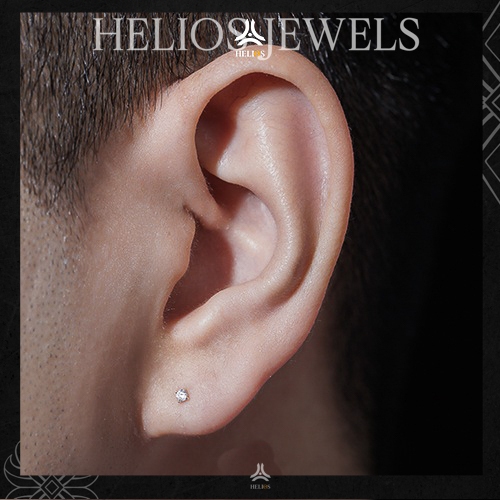 Ảnh Bông tai bạc đính đá HeliSilver Tiny Diamond S925 - Khuyên tai bạc size đá 2mm, 3mm, 4mm, 5mm, 6mm 4