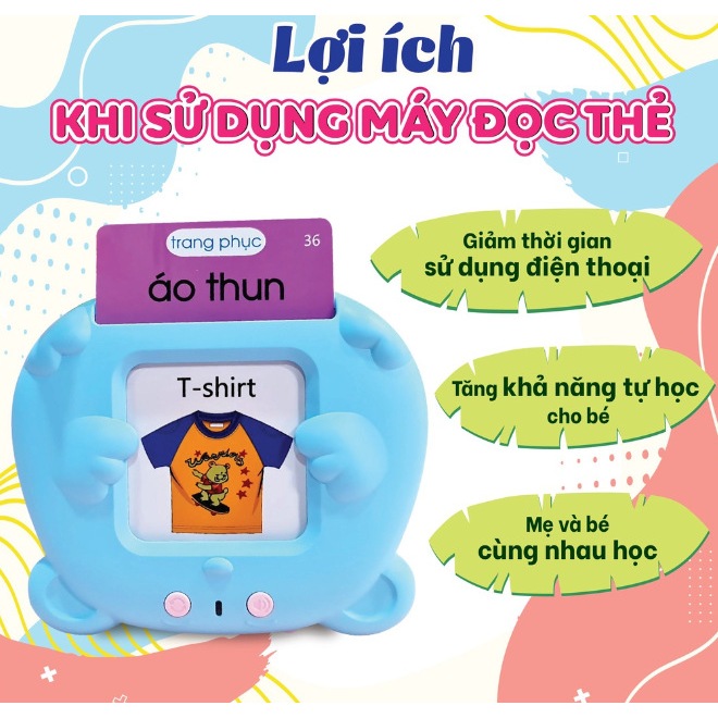Máy đọc thẻ song ngữ, máy đọc thẻ Flashcard song ngữ Anh - Việt, máy đọc thẻ từ vựng cho bé.