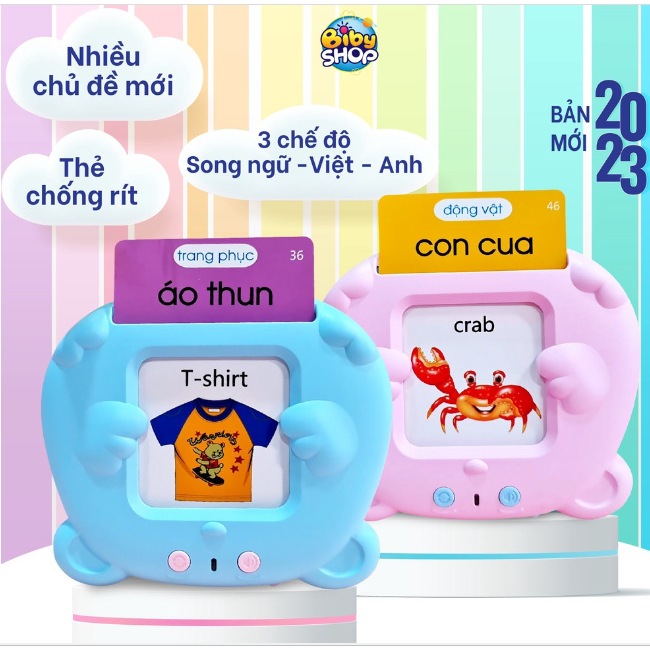 Máy đọc thẻ song ngữ, máy đọc thẻ Flashcard song ngữ Anh - Việt, máy đọc thẻ từ vựng cho bé.