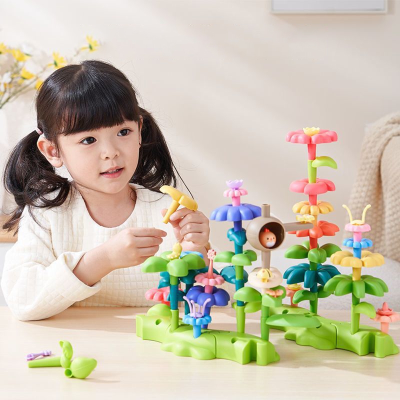 Bộ xếp hình lắp ghép vườn hoa 93 chi tiết cho bé, đồ chơi lắp ráp giáo dục phát triển trí tuệ cho bé từ 2-6 tuổi.