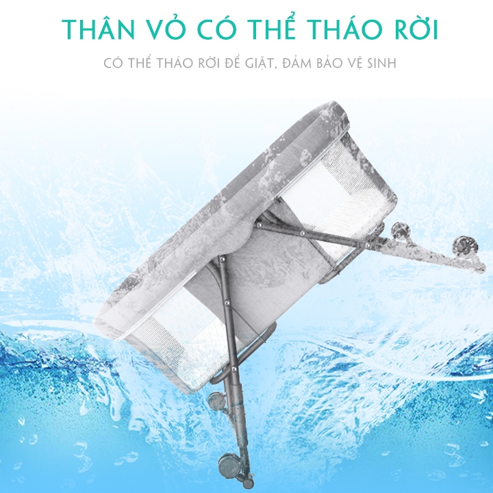 Nôi Gấp Gọn Cho Bé - Kích thước lòng nôi 90x50cm, Điều chỉnh độ cao- Bảo Hành Bởi HONALIFE