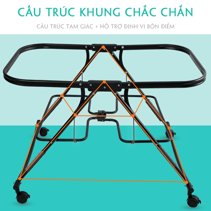 Nôi Gấp Gọn Cho Bé - Kích thước lòng nôi 90x50cm, Điều chỉnh độ cao- Bảo Hành Bởi HONALIFE