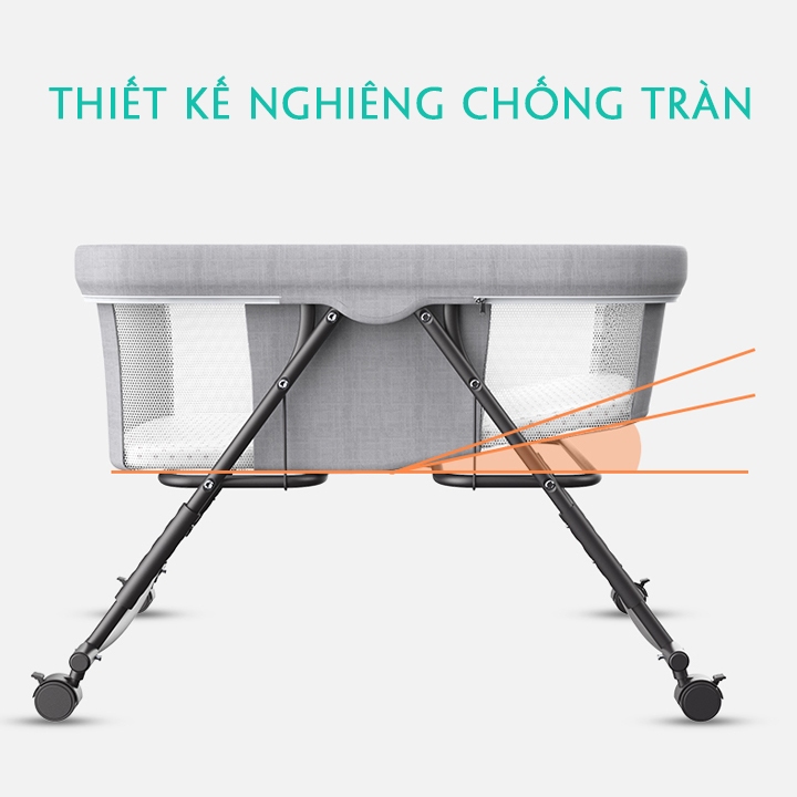 Nôi Gấp Gọn Cho Bé - Kích thước lòng nôi 90x50cm, Điều chỉnh độ cao- Bảo Hành Bởi HONALIFE