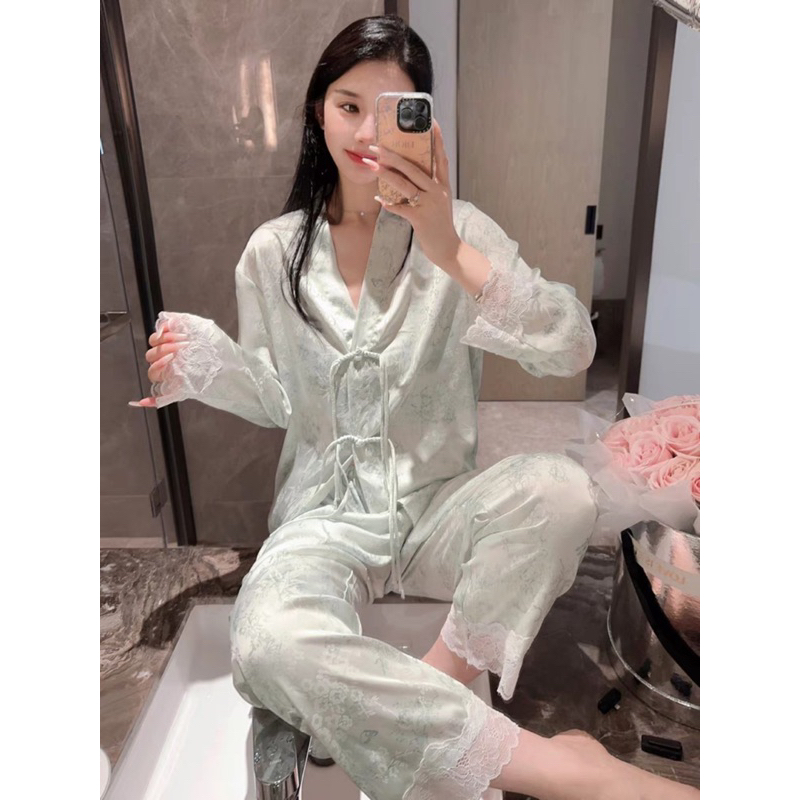 Bộ ngủ pizma lụa mặc nhà nữ dáng crotop Bộ mặc nhà sang chảnh