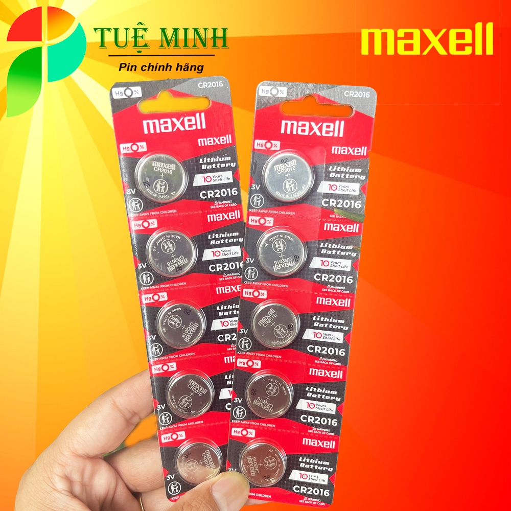 Vỉ 5 Viên pin Maxell CR2016 Lithium 3V chính hãng ( Vỉ đỏ ) | Shopee ...