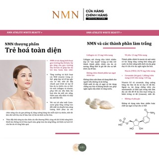 [NMN] Thực phẩm bổ sung NMN ATHLETE WHITE BEAUTY+ - Trắng sáng, Căng bóng và Trẻ hóa toàn diện120 viên