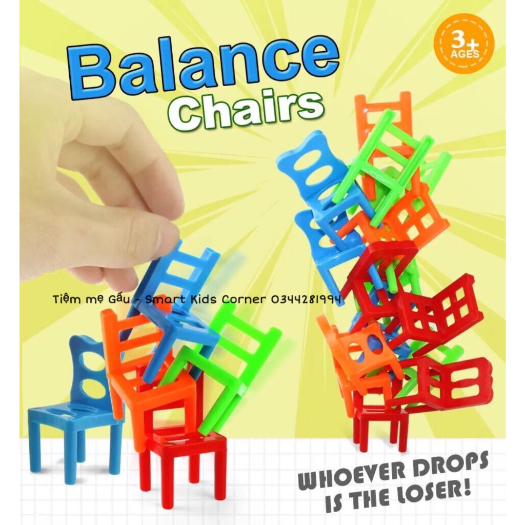 (Loại Đẹp Kèm Hộp Đựng) Xếp Ghế Cân Bằng, Đồ Chơi Trí Tuệ Xếp Chồng