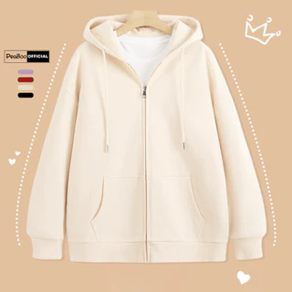Áo Hoodie Zip, Áo Khoác Nam Nữ Unisex By PEABOO Mã Trơn Basic Chất Nỉ Bông Form Rộng Mũ 2 Lớp