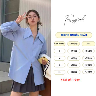 Áo sơ mi nữ khoá kéo 2 đầu tay dài FORGIRL dáng rộng thời trang Hàn Quốc dành cho nữ FG004