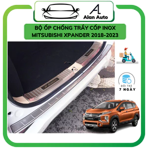 Ốp chống trầy cốp xe Xpander, Xpander Cross 2018-2024, Mẫu inox sáng bóng,Chống xước, chống trượt hiệu quả