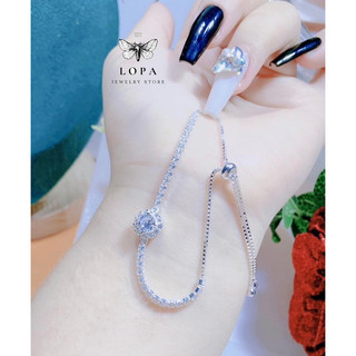 Lắc tay bạc LoPa dáng rút mặt tròn cao cấp bóng đẹp sang chảnh,Jewelry LoPa
