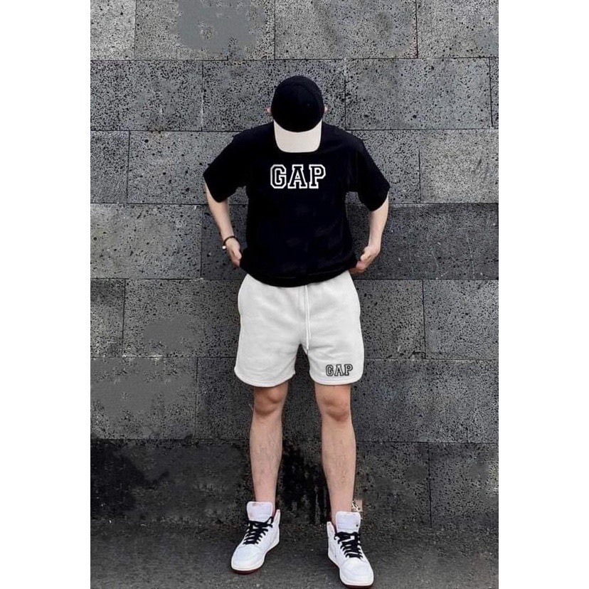 Bộ Phông Hè Thể Thao Cổ Tròn Phối Hoạ Tiết GAP Sành Điệu, Chất Liệu Cotton Ngoại Mềm Mịn Thấm Hút Mồ Hôi Cực Tốt
