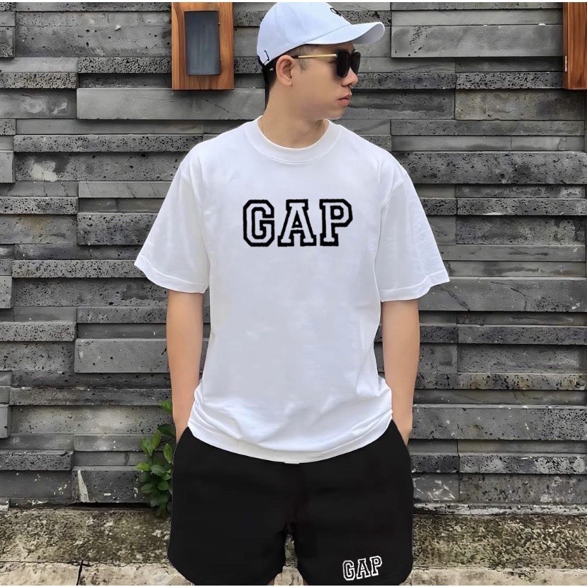Bộ Phông Hè Thể Thao Cổ Tròn Phối Hoạ Tiết GAP Sành Điệu, Chất Liệu Cotton Ngoại Mềm Mịn Thấm Hút Mồ Hôi Cực Tốt