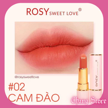 [Chính Hãng] Son Rosy , sweet love ,Màu Cam Đào,Son sáp lì, son không chì, mềm môi trang điểm cực sáng da - 02 cam đào
