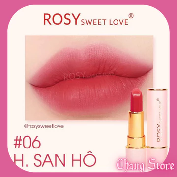 Son sáp lì ROSY chính hãng, Son siêu lì mềm môi lên màu chuẩn cực đẹp trắng da SỐ 06 H.san hô