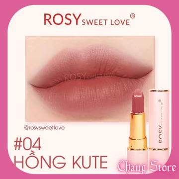 Son sáp lì ROSY chính hãng, son môi trang điểm siêu lì mềm môi lên màu chuẩn cực đẹp trắng da số 04 HỒNG KUTE