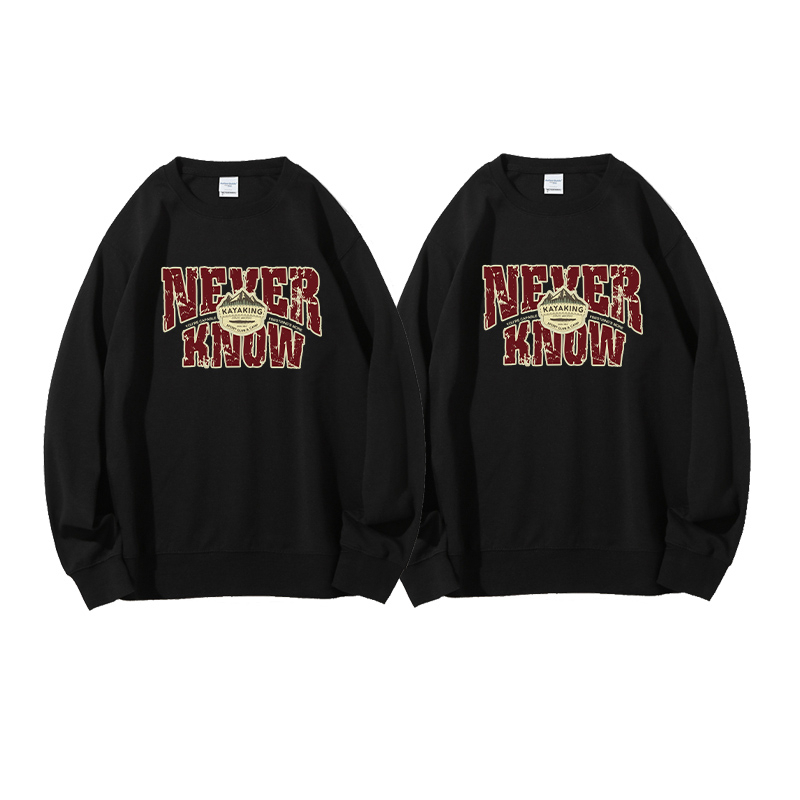 Áo sweater cặp đôi HappyFamily  - Mẫu áo in chữ Never Know chất nỉ da cá cao cấp Màu Đen - Trắng