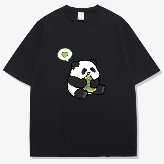 Áo thun Unisex HappyFamily - Áo tay lở in họa tiết gấu trúc panda đáng yêu chất cotton 100 cao cấp - 5 Màu