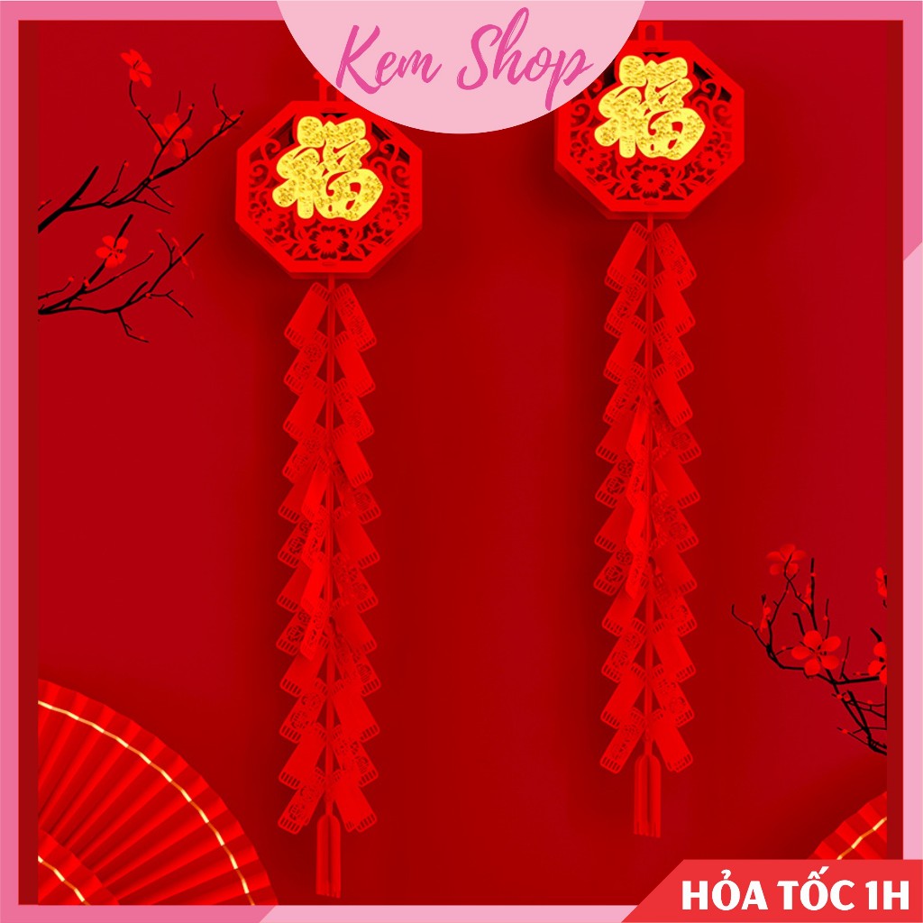 Mô hình dây pháo đỏ chữ Phúc trang trí đám cưới, lễ tết, lễ hội, trung thu - Kem Shop K360