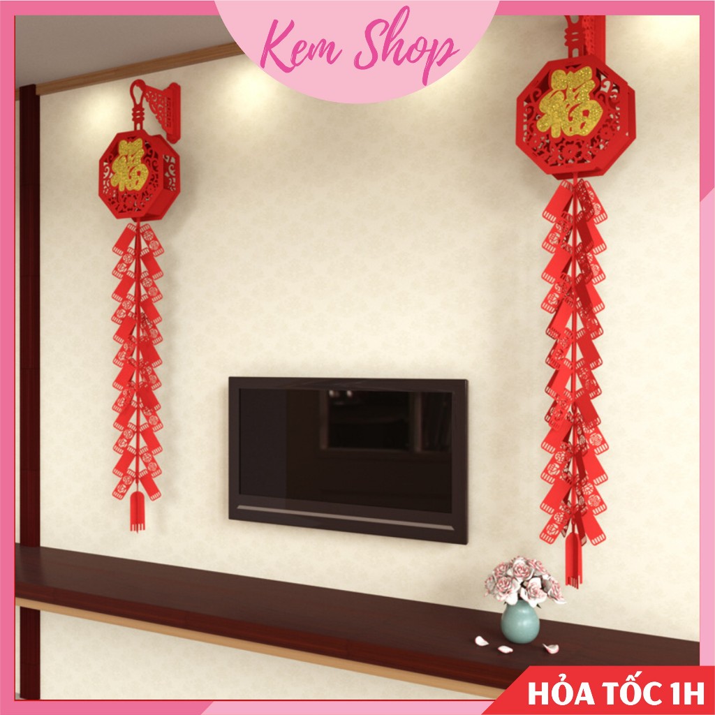 Mô hình dây pháo đỏ chữ Phúc trang trí đám cưới, lễ tết, lễ hội, trung thu - Kem Shop K360