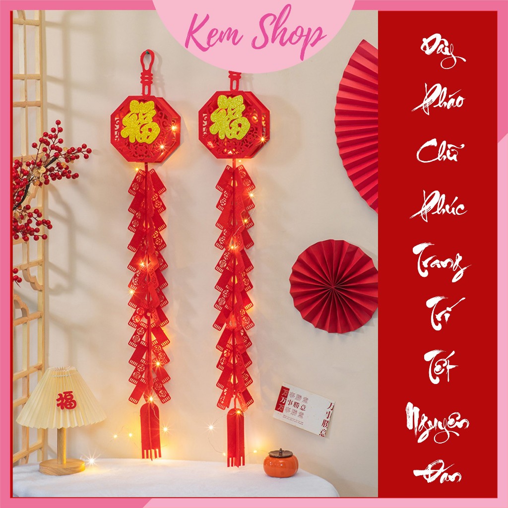 Mô hình dây pháo đỏ chữ Phúc trang trí đám cưới, lễ tết, lễ hội, trung thu - Kem Shop K360