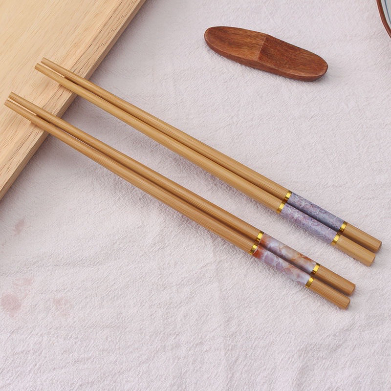 Combo 10 Đũa tre ăn cơm xuất nhật đũa khảm đá hoa vân tinh xảo