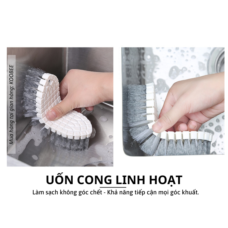 Bàn Chải Cọ Vệ Sinh Uốn Cong Đa Năng – Lông Cứng Làm Sạch Không Góc Chết | KOOBEE – CSNC46