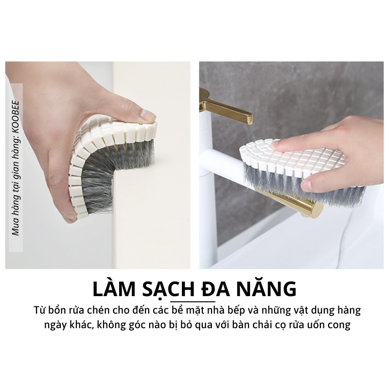 Bàn Chải Cọ Vệ Sinh Uốn Cong Đa Năng – Lông Cứng Làm Sạch Không Góc Chết | KOOBEE – CSNC46