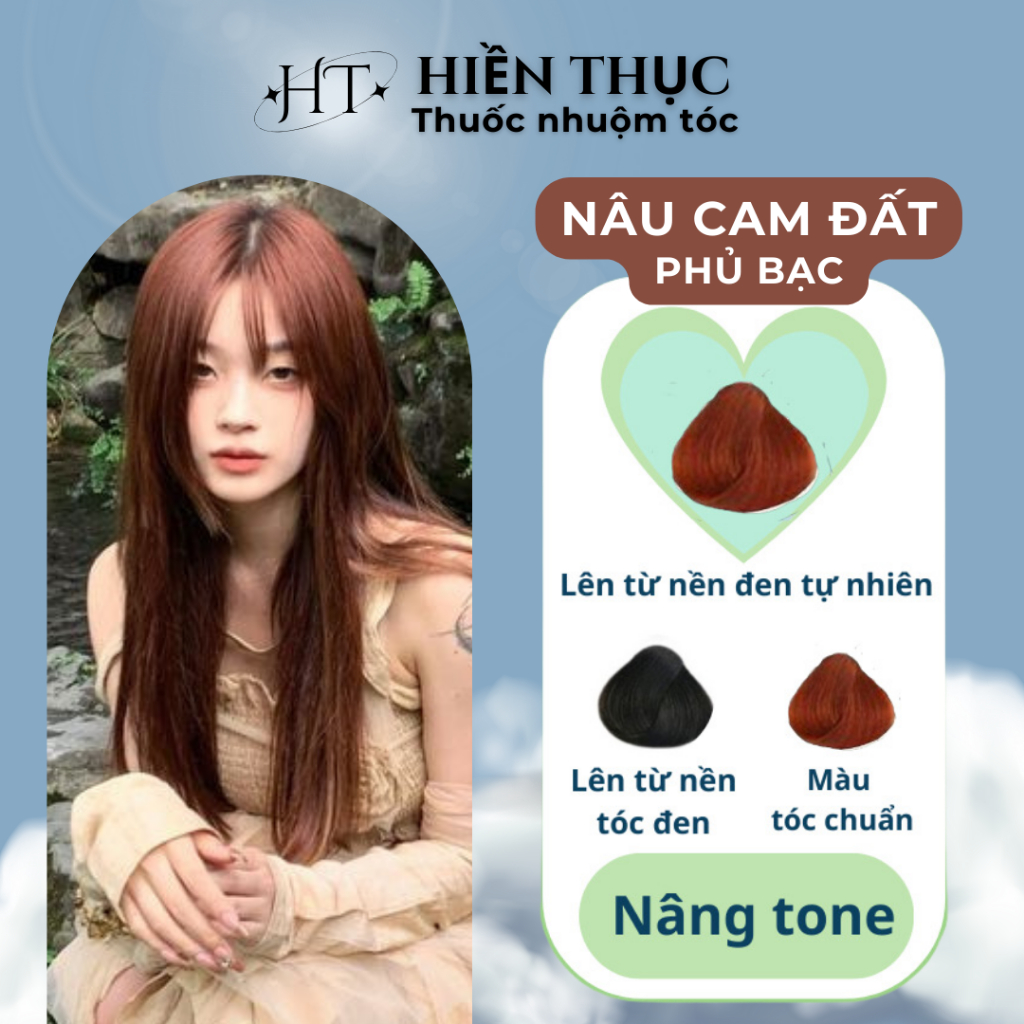 Thuốc nhuộm tóc màu Nâu cam đất tặng kèm dụng cụ nhuộm | Thuốc nhuộm tóc Hiền Thục